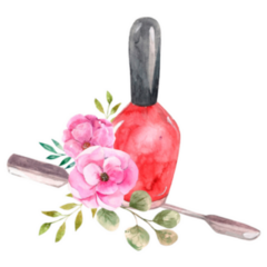 Floral Watercolor Illustration Of Red Nail Polish Sticker