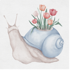 Floral Watercolor Snail Sticker