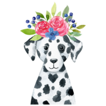 Floral Wreath Dalmatian Sticker