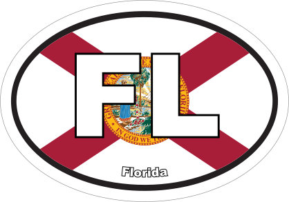Florida Fl State Flag Oval Sticker