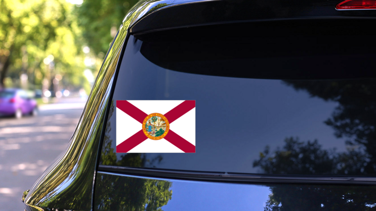 Florida Fl State Flag Sticker on a Rear Car Window (New) example