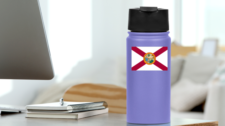 Florida Fl State Flag Sticker on a Water Bottle (New) example