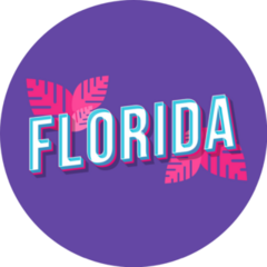 Florida Retro Bold Font With Leaves Sticker
