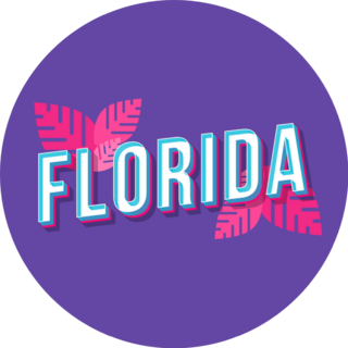 Florida Retro Bold Font With Leaves Sticker