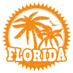 Florida Travel Rubber Stamp Orange Sticker
