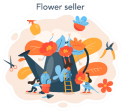 Florist Concept Occupation In Floral Boutique Illustration Sticker