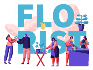 Florist Illustration Abstract Profession Concept Sticker