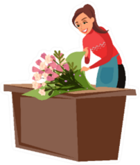 Florist Packing Bouquet Illustration Sticker
