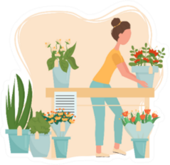 Florist Service, Flower Shop Concept Illustration Sticker