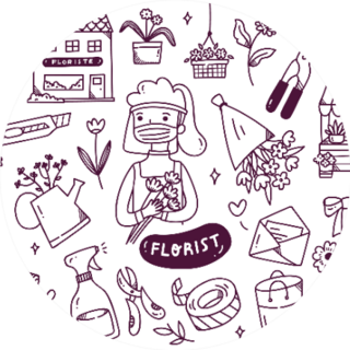 Florist Wearing Face Mask During Pandemic Small Icons Sticker
