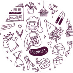 Florist Wearing Face Mask During Pandemic Small Icons Sticker