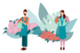 Florists Making Flower Bouquets Plant Illustration Sticker