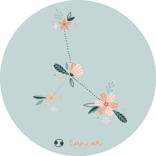 Flower Cancer Zodiac Sign Sticker