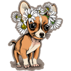 Flower Chihuahua Sticker
