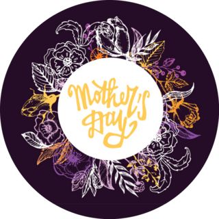 Flower Frame Mothers Day On Purple Sticker