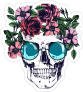 Flower Headband and Sunglasses Skull Sticker