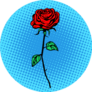Flower Red Rose Stem With Thorns Pop Art Sticker