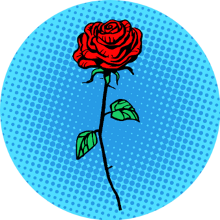 Flower Red Rose Stem With Thorns Pop Art Sticker