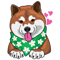 Flower Scarf Shiba Sticker