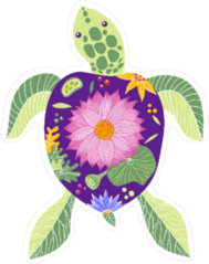 Flower Shell Sea Turtle Sticker