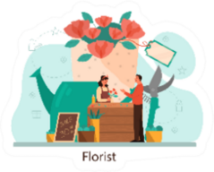 Flower Shop And Florist Concept Large Illustration Sticker