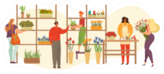 Flower Shop Sale, Florist Salesperson With Bouquets Sticker