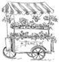 Flower Stall, Florist Cart Sketch Illustration Sticker