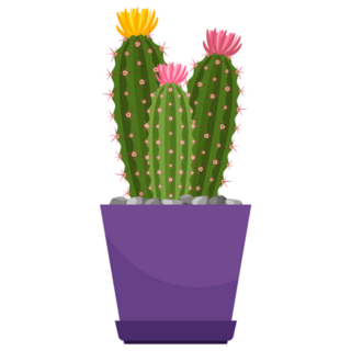 Flowering Cactus in Purple Pot Sticker
