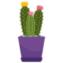 Flowering Cactus in Purple Pot Sticker