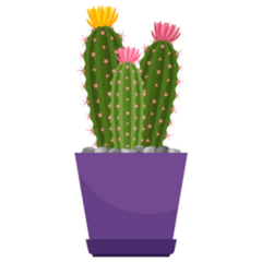 Flowering Cactus in Purple Pot Sticker
