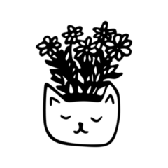 Flowers in a Cat Pot Transfer Sticker