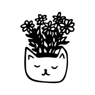 Flowers in a Cat Pot Transfer Sticker