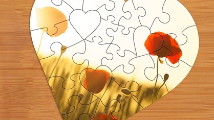 Flowers in a Field Heart Shaped Puzzle