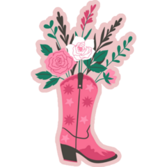 Flowers In A Trendy Cowgirl Boot Sticker