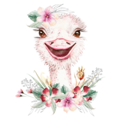 Flowery Ostrich Smile Sticker 