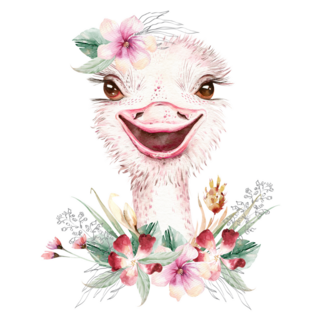 Flowery Ostrich Smile Sticker 