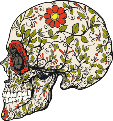 Flowery Skull Profile Sticker