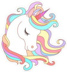 Flowing Rainbow Mane Unicorn Sticker