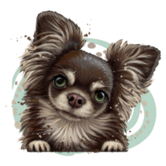 Fluffy Chihuahua Painted Sticker