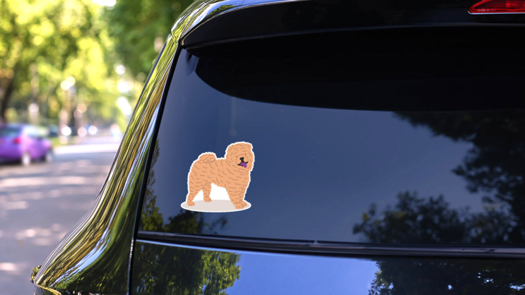 Fluffy Chow Dog Sticker  on a Rear Car Window (New) example