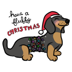 Fluffy Christmas Dog Sticker