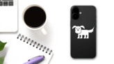 Fluffy Dog Sticker on a Phone (New) example