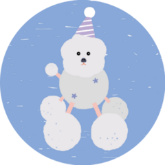 Fluffy Poodle Birthday Sticker