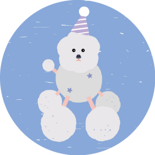 Fluffy Poodle Birthday Sticker