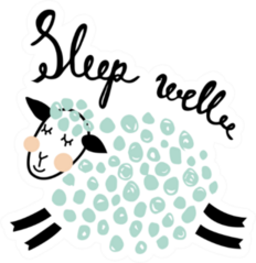 Fluffy Sheep And Sleep Well Hand Lettering Sticker
