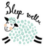Fluffy Sheep And Sleep Well Hand Lettering Sticker