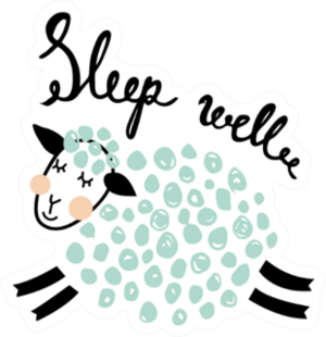Fluffy Sheep And Sleep Well Hand Lettering Sticker