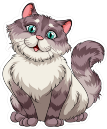 Fluffy Sitting Cat Sticker
