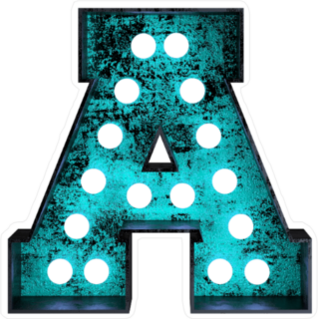 Fluorescent Blue Neon Font Letter A Sticker