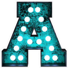 Fluorescent Blue Neon Font Letter A Sticker